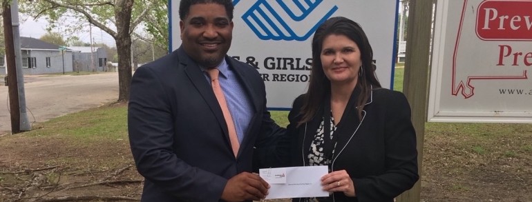 Rick Jackson, Chief Professional Officer, Boys & Girls Clubs of the River Region receives grant from Alabama Power for Project Learn.